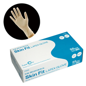 Skin Fit ラテックスグローブ パウダーフリー 塩素加工/カートン